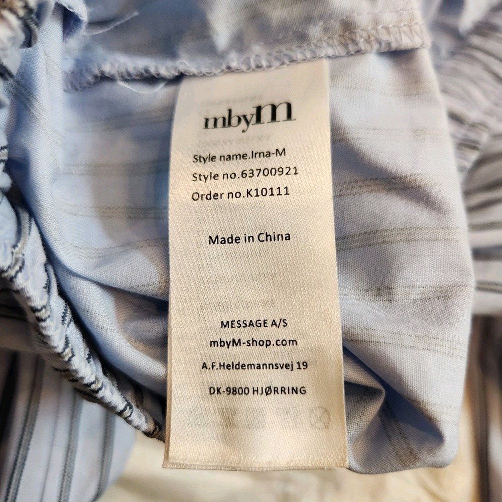 mbyM Irina-M Striped Blue 100% Cotton Wide Leg Casual Lounge Pants XS Coastal - Picture 6 of 9
